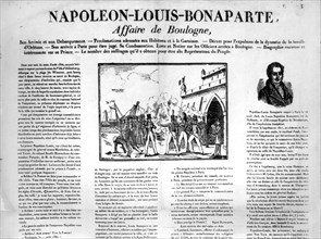 Août 1840: "Canard" de l'époque montrant le débarquement de Louis-Napoléon Bonaparte à Boulogne
