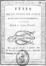 Bon de loterie pour un poulet de la Ville de Paris à l'occasion du couronnement de Napoléon 1er