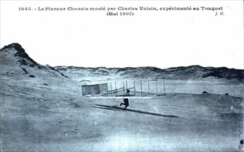 Carte postale: Aviation - Le planeur "Chanute" , monté par Charles Voisin, expérimenté au Touquet