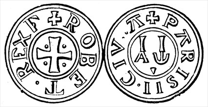 Illustration of two coins from the era of Robert II.
