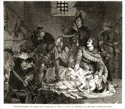 Burial of Edward IV's two sons in the Tower of London, in 1483.