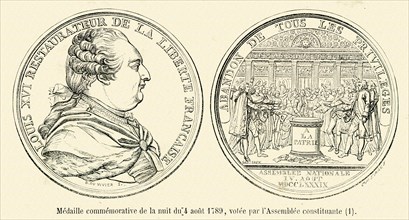 Médaille commémorative de la nuit du 4 août 1789, votée par l'Assemblée constituante.