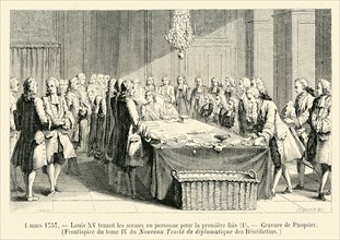 Louis XV tenant les sceaux en personne pour la première fois.
