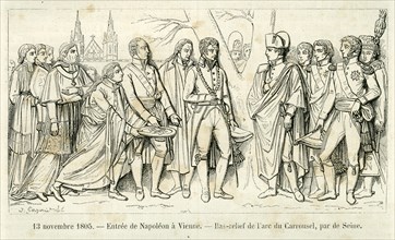 Napoleon's arrival in Vienna. Bas-relief taken from the Arc de Triomphe du Carrousel, by de Seine.