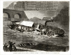 Accident on the Saône, on board a steamboat "La Mouche", the 10th July 1864.