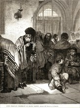 Pologne. Juifs polonais célébrant le Grand Pardon (1864).
