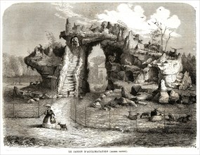 1864. Garden of Acclimatation. Fictitious depiction of rocks.