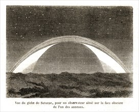 1864. View of Saturn's rings, from a perspective from the dark side of the planet.