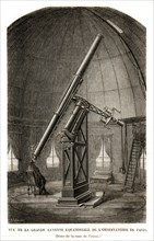 View of the great equatorial telescope of the Paris Observatory (Dome of the West Tower). 1864.