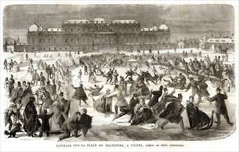 Austria. Ice-skating on the ice rink at Belvedere, Vienna (1864).