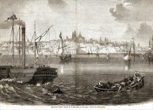 1864. A port at Montevideo, Uruguay.