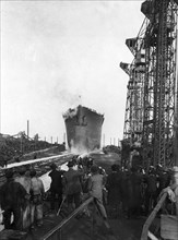 20th October 1932. The Launch of SS Normandie, in the presence of President Lebrun.