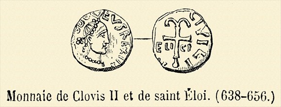 Monnaie de Clovis II et de saint Eloi (638-656).