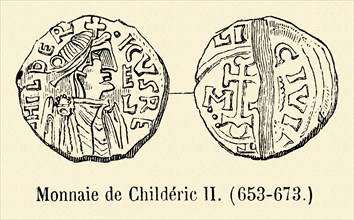 Monnaie de Childéric II (653-673).