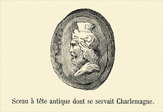 Sceau à tête antique dont se servait Charlemagne.