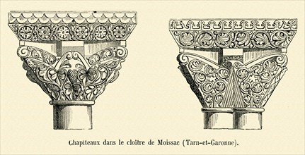 Capitals in the steeple of Moissac (tarn-et-Garonne).