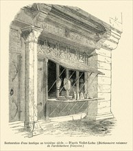 Restoration of a boutique in the 13th Century (according to Viollet-Le-Duc).