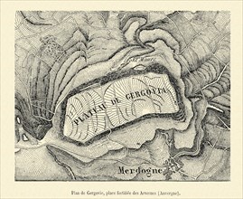 Plan de Gergovie, place fortifiée des Arvernes (Auvergne).