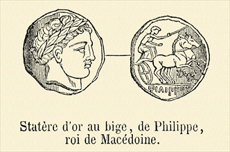 Statère d'or au bige, de Philippe, roi de Macédoine.