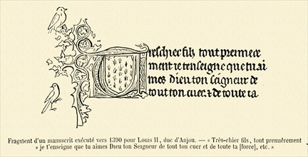 Fragment d'un manuscrit exécuté vers 1390 pour Louis II.