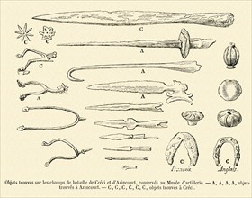 Objects found on the chaps of soldiers at the Battles of Créci and Azincourt.