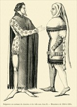 Lords in outfits worn in town and at home, under John II.