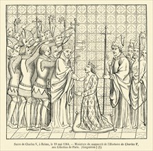 Coronation of Charles V, in Reims.