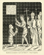 Bénédiction de la bannière royale sous Charles V.