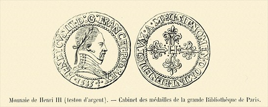 Monnaie de Henri III (teston d'argent).