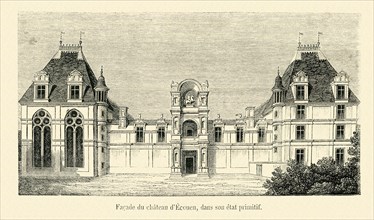 Façade du château d'Ecouen, dans son état primitif.