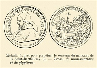 Coin stamped in rememberance of the massacre of Saint-Bathélémy.