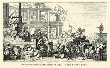 Destruction du temple de Charenton, en 1685.