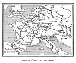 Carte de l'empire de Charlemagne.