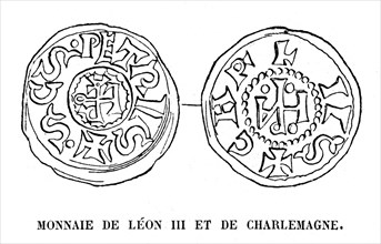 Monnaie de Léon III et de Charlemagne.