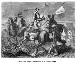 Robert the Strong killed by the flag bearer of Charles III.