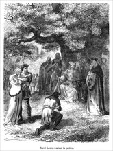 Saint Louis administering justice under the oak tree.