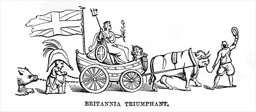 Britannia Triumphant. Le triomphe de la Grande Bretagne. Bonaparte est enchaîné. Caricature