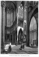 Vue intérieure de la cathédrale de Metz en 1865. Gravure.