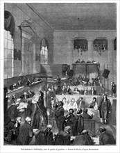 Grande-Bretagne. Une audience à Old-Bailey, cour de justice à Londres. 1865. Gravure.