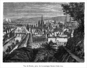 Vue de Rouen, prise de la montagne Sainte-Catherine.