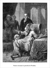 Voltaire bénissant le petit-fils de Benjamin Franklin.