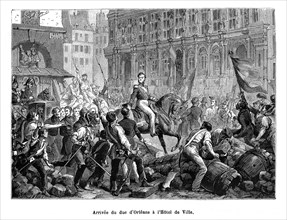 1830. Arrivée du duc d'Orléans à l'Hôtel de Ville. Louis-Philippe, Duc d'Orléans, nommé lieutenant