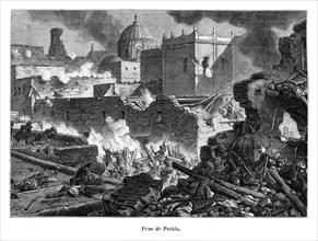 Prise de Puebla. Lors de l' Expédition du Mexique, une bataille a lieu autour de la ville de Puebla