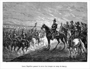 Louis-Napoléon passant en revue des troupes au camp de Satory. Charles Louis Napoléon Bonaparte,