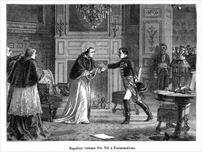 Napoléon visitant Pie VII à Fontainebleau.