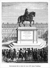 Révolution française. Renversement de la statue de Louis XIV (place Vendôme).