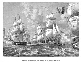 L'amiral Roussin avec son escadre force l'entrée du Tage. Le baron Albin Reine Roussin est un