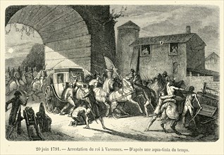 Révolution. 20 juin 1791. Arrestation du roi à Varennes. Gravure 19e.