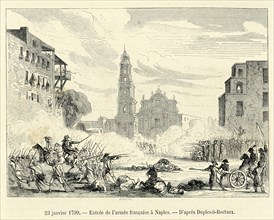23 janvier 1799. Entrée de l'armée française à Naples.  Gravure 19e.