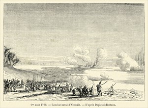 1er août 1798. Combat naval d'Aboukir. Gravure 19e.